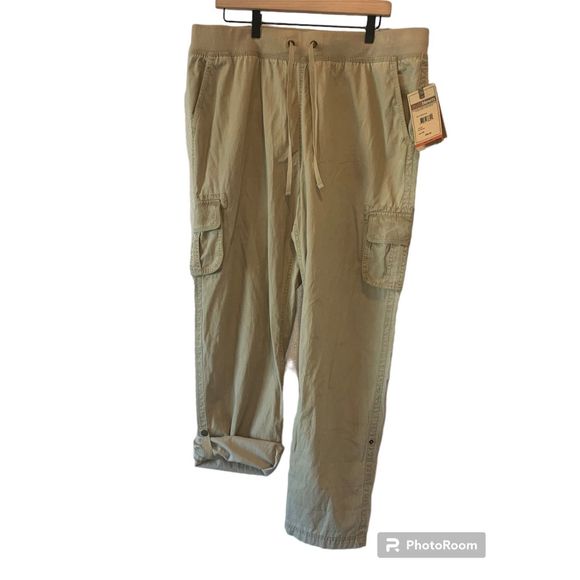 NWT Ruff Hewn beige/tan 100% cotton sz 18 cargo roll tab pants - Picture 1 of 5